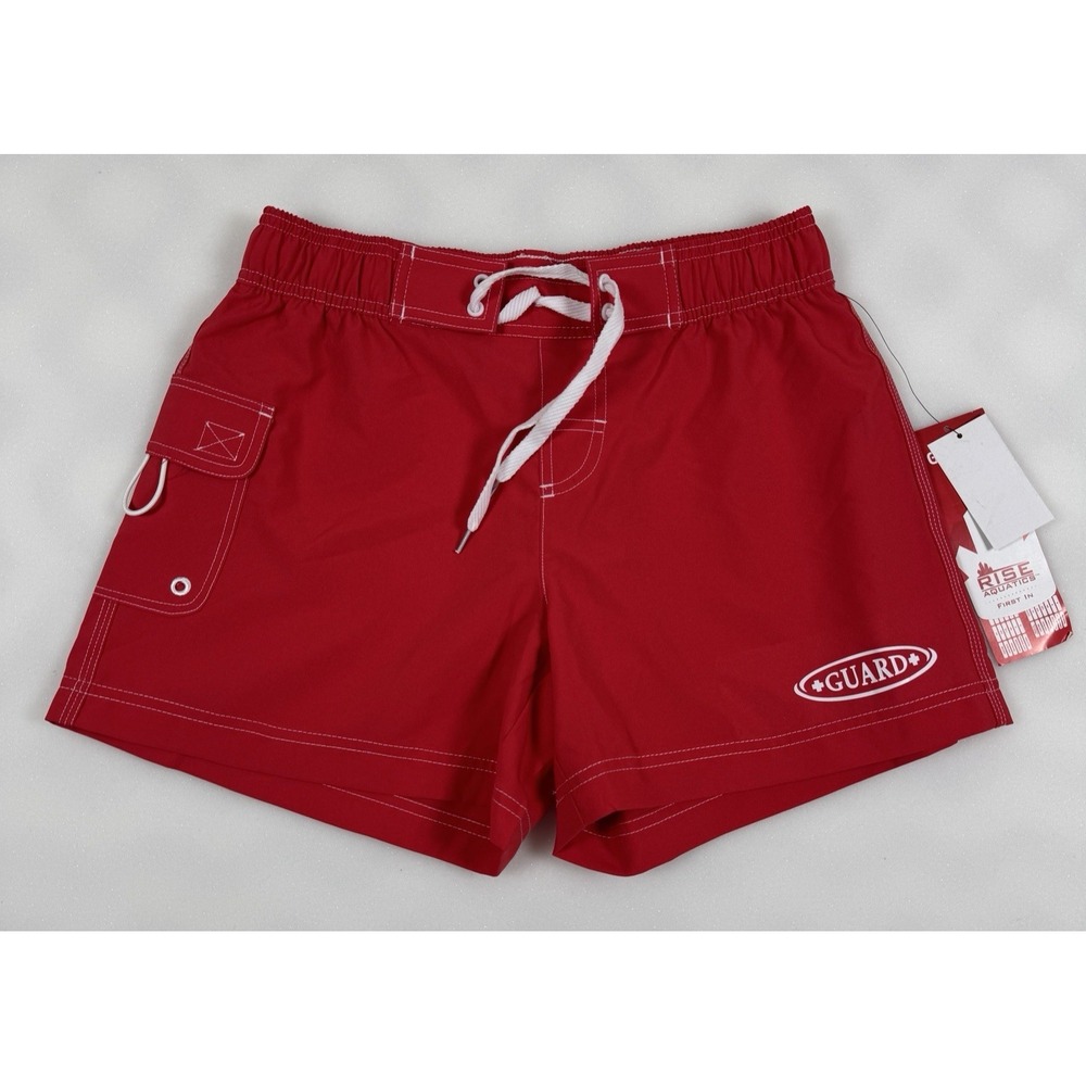 Rise Aquatics Lifeguard Board Shorts Womens Medium NWT Red Swim Athletic